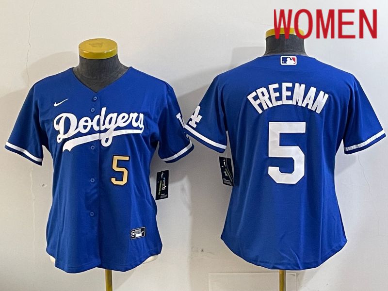 Women Los Angeles Dodgers #5 Freeman Blue Game 2024 Nike MLB Jersey style 1120->women mlb jersey->Women Jersey
